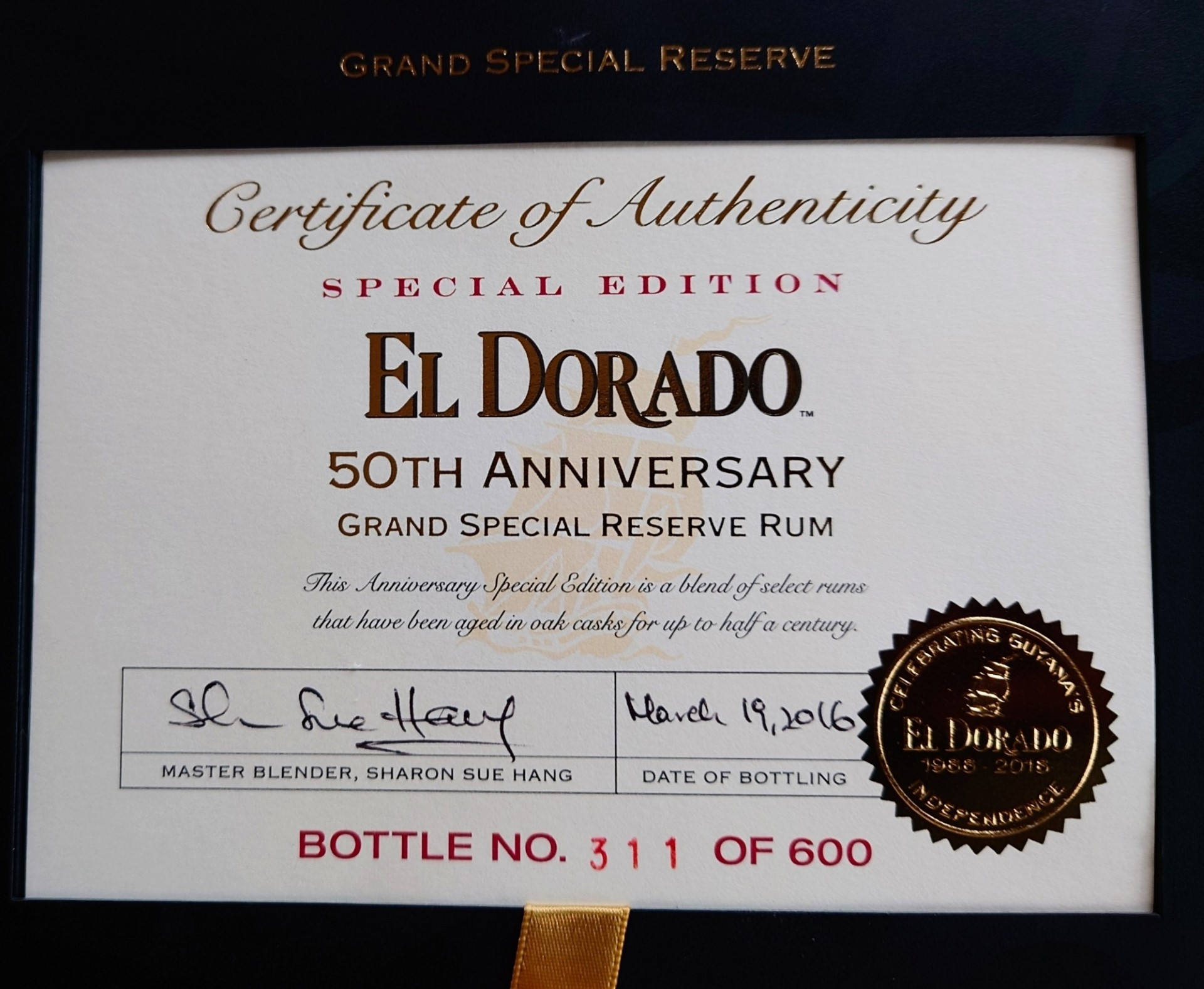 El Dorado Th Anniversary Grand Special Reserve Next Bottle